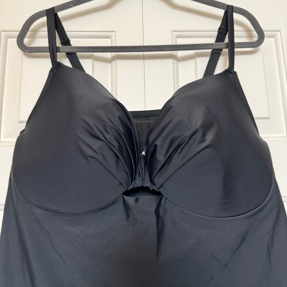 Cacique Swim Balconette Bathing Top Black Full‎ Bra Adjustable Tankini - Picture 2 of 8